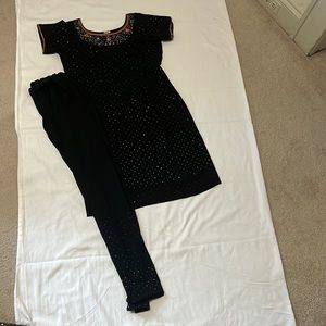 Black kurti with rainbow iridescent pattern